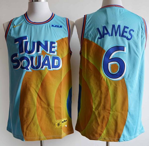 Movie Space Jam JAMES #6 Blue Yellow Basketball Jersey (Stitched)